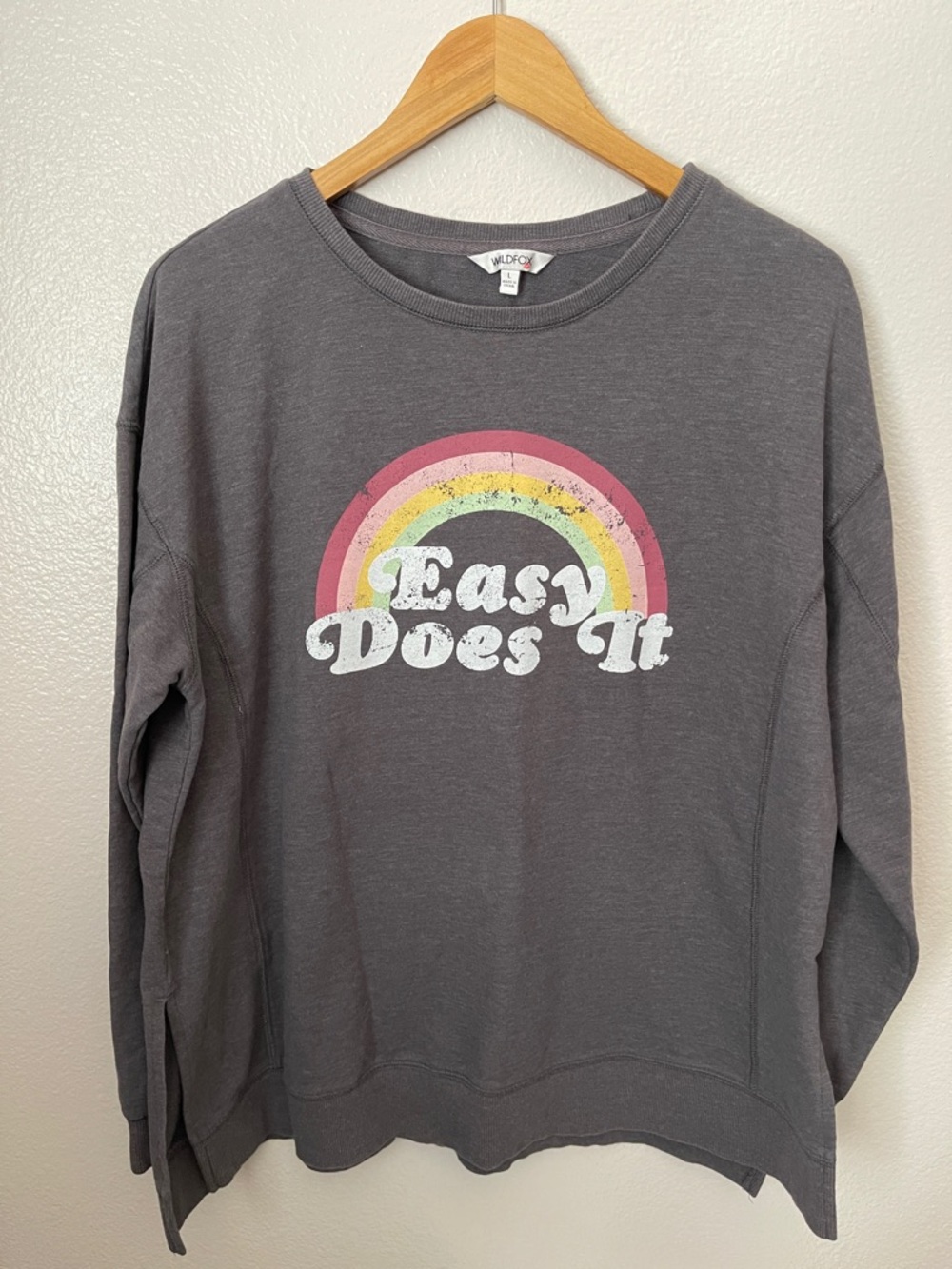 Wildfox Easy Does It rainbow graphic sweatshirt L
